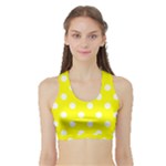 Polka Dots - White on Yellow Women s Sports Bra with Border