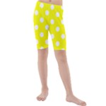 Polka Dots - White on Yellow Kid s Mid Length Swim Shorts