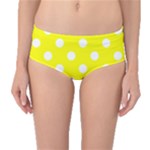 Polka Dots - White on Yellow Mid-Waist Bikini Bottoms