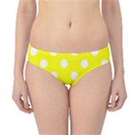 Polka Dots - White on Yellow Hipster Bikini Bottoms