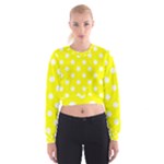 Polka Dots - White on Yellow Women s Cropped Sweatshirt