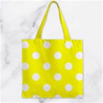 Polka Dots - White on Yellow Zipper Grocery Tote Bag