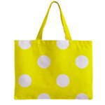 Polka Dots - White on Yellow Zipper Mini Tote Bag