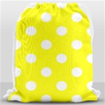 Polka Dots - White on Yellow Drawstring Bag (Large)