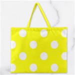 Polka Dots - White on Yellow Zipper Large Tote Bag