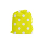 Polka Dots - White on Yellow Drawstring Pouch (M)