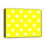 Polka Dots - White on Yellow Deluxe Canvas 16  x 12  (Stretched)