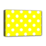 Polka Dots - White on Yellow Deluxe Canvas 18  x 12  (Stretched)