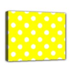 Polka Dots - White on Yellow Deluxe Canvas 20  x 16  (Stretched)