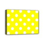 Polka Dots - White on Yellow Mini Canvas 7  x 5  (Stretched)