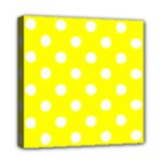 Polka Dots - White on Yellow Mini Canvas 8  x 8  (Stretched)