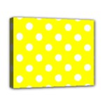 Polka Dots - White on Yellow Canvas 10  x 8  (Stretched)