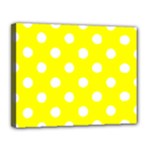 Polka Dots - White on Yellow Canvas 14  x 11  (Stretched)