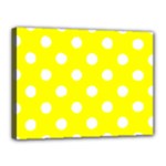 Polka Dots - White on Yellow Canvas 16  x 12  (Stretched)