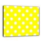 Polka Dots - White on Yellow Canvas 20  x 16  (Stretched)