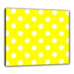 Polka Dots - White on Yellow Canvas 24  x 20  (Stretched)