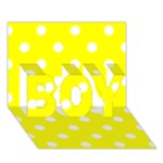 Polka Dots - White on Yellow BOY 3D Greeting Card (7x5)