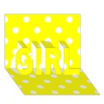 Polka Dots - White on Yellow GIRL 3D Greeting Card (7x5)