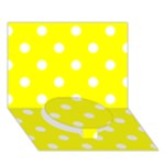 Polka Dots - White on Yellow Circle Bottom 3D Greeting Card (7x5)
