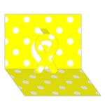 Polka Dots - White on Yellow Ribbon 3D Greeting Card (7x5)