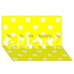Polka Dots - White on Yellow PARTY 3D Greeting Card (8x4)