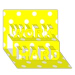 Polka Dots - White on Yellow WORK HARD 3D Greeting Card (7x5)