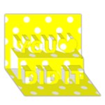 Polka Dots - White on Yellow You Did It 3D Greeting Card (7x5)