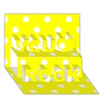 Polka Dots - White on Yellow You Rock 3D Greeting Card (7x5)