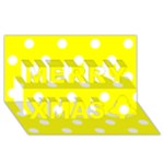 Polka Dots - White on Yellow Merry Xmas 3D Greeting Card (8x4)