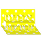 Polka Dots - White on Yellow Happy New Year 3D Greeting Card (8x4)