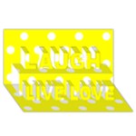 Polka Dots - White on Yellow Laugh Live Love 3D Greeting Card (8x4)