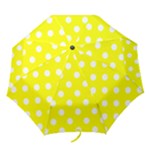 Polka Dots - White on Yellow Folding Umbrella