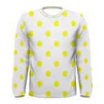 Polka Dots - Yellow on White Men s Long Sleeve T-shirt