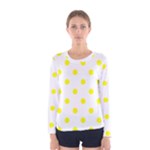 Polka Dots - Yellow on White Women s Long Sleeve T-shirt