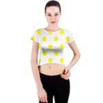Polka Dots - Yellow on White Crew Neck Crop Top