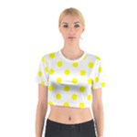 Polka Dots - Yellow on White Cotton Crop Top