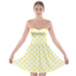 Polka Dots - Yellow on White Strapless Bra Top Dress