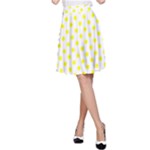 Polka Dots - Yellow on White A-Line Skirt