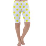 Polka Dots - Yellow on White Cropped Leggings