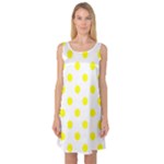 Polka Dots - Yellow on White Sleeveless Satin Nightdress