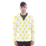 Polka Dots - Yellow on White Hooded Wind Breaker (Men)