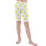 Polka Dots - Yellow on White Kid s Mid Length Swim Shorts