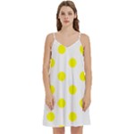 Polka Dots - Yellow on White Women s Reversible Sports Bra with Border