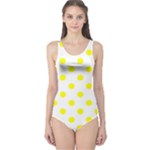 Polka Dots - Yellow on White One Piece Swimsuit