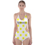 Polka Dots - Yellow on White Cut-Out One Piece Swimsuit