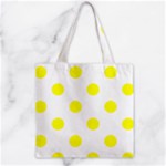 Polka Dots - Yellow on White Zipper Grocery Tote Bag