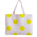 Polka Dots - Yellow on White Zipper Mini Tote Bag