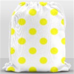 Polka Dots - Yellow on White Drawstring Bag (Large)