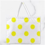 Polka Dots - Yellow on White Zipper Large Tote Bag