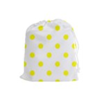 Polka Dots - Yellow on White Drawstring Pouch (L)